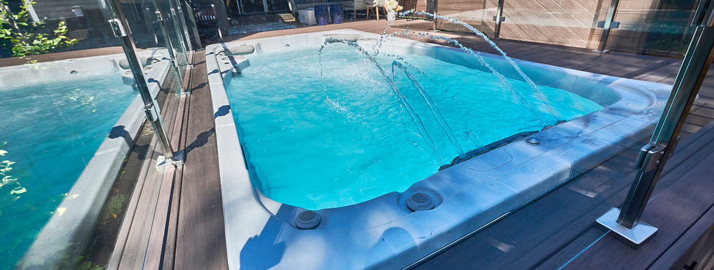 hydropool swim spa in garage